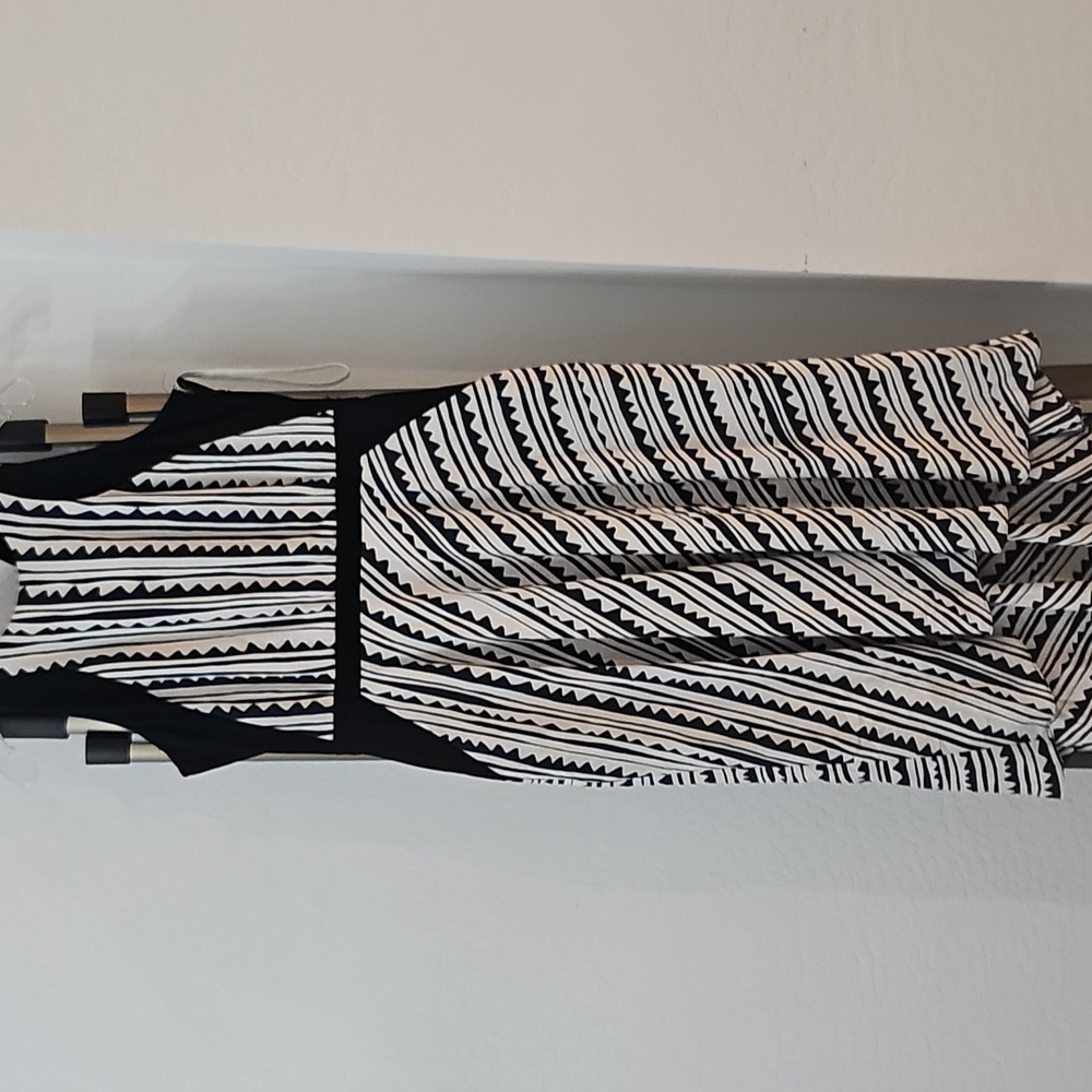 Cynthia Steffe Black and White Patterned High Low Dress